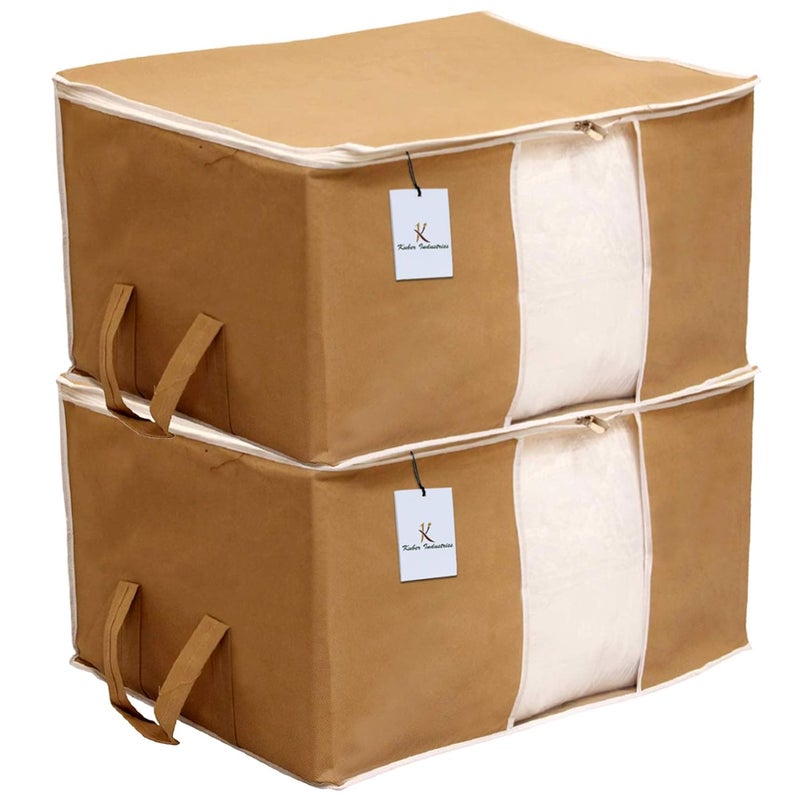 Kuber Industries Underbed Storage Bag Storage Organiser Blanket Cover Set of 2 Brown Extra Large SizeCTLTC15251 - Image 1