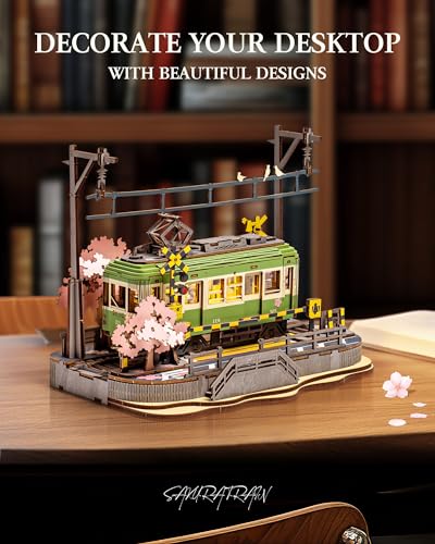 Wowood 3D Wooden Puzzles for AdultsSakura Journey Tram Model Car Kits Building Set for Adults DIY Hobby Craft Kits Creative Gift 223PCS - Image 5