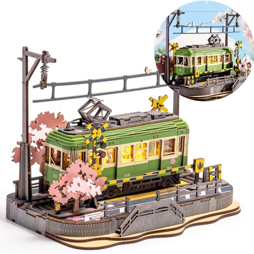 Wowood 3D Wooden Puzzles for AdultsSakura Journey Tram Model Car Kits Building Set for Adults DIY Hobby Craft Kits Creative Gift 223PCS - Image 1