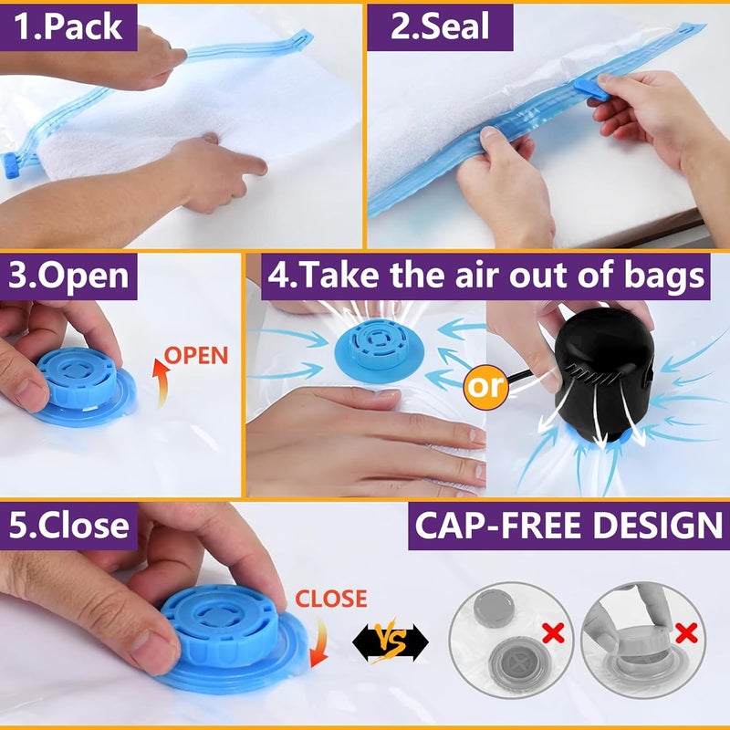 MORECOO 24 Pack Vacuum Storage Bags with Electric Pump Reduce Volume by 80 5 Sizes for Clothes Bedding Airtight Waterproof Seal Space Saver Compression Bags for Travel Home Organization - Image 4