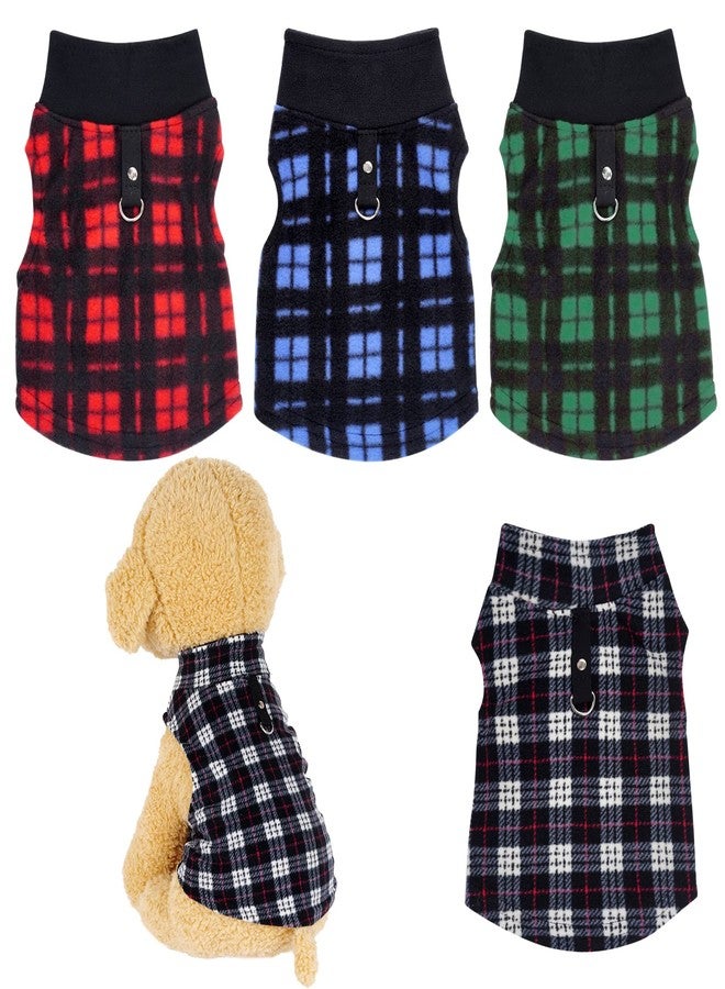 Rbenxia 4 Buffalo Plaid Dog Sweaters with Leash Ring Soft Fleece Vest Pullover Warm Jacket Pet Clothes Winter Outfits for Small Puppy Cat Pets (XX-Large) - Image 1