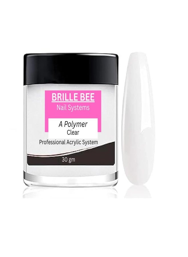Brille Bee بودرة أكريليك احترافية من بريل بي® لتطويل أظافر البوليمر - مانيكير غمس الأظافر الفرنسية - بودرة أظافر عالية الجودة للحصول على لمسة نهائية تدوم طويلاً بجودة الصالونات (شفافة، 30 جم) - Image 1