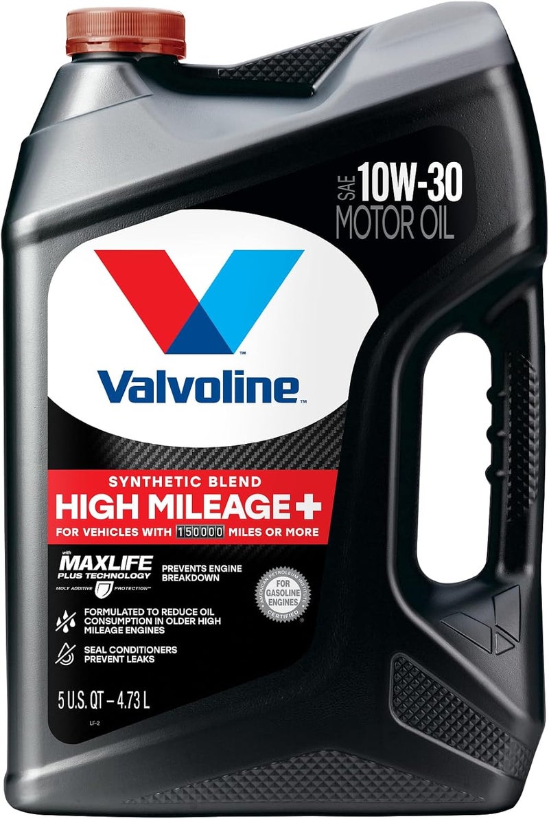 Valvoline High Mileage 150K 10W-30 Motor Oil with MaxLife Plus Technology - 5 Quart - Image 1