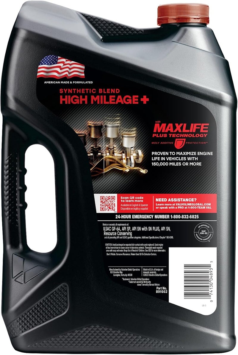 Valvoline High Mileage 150K 10W-30 Motor Oil with MaxLife Plus Technology - 5 Quart - Image 2