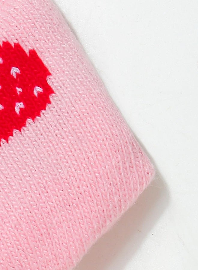 Newfancy Kids Girls Winter Strawberry Beanie Hat with Pom Pom Soft Cute Knitted Cap Toddler Little Girls - Image 5