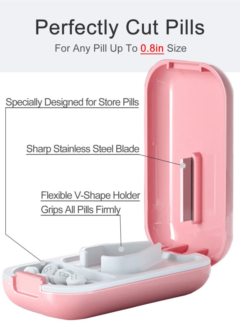 Excefore Small Pill Cutter, Pill Splitter with Pill Holder Case, Pill Cutter for Small or Large Pills, Cuts Vitamins Tablets, Portable Pill Divider Pretty Pill Crusher for Purse Pocket (1 PCS, Pink) - Image 3