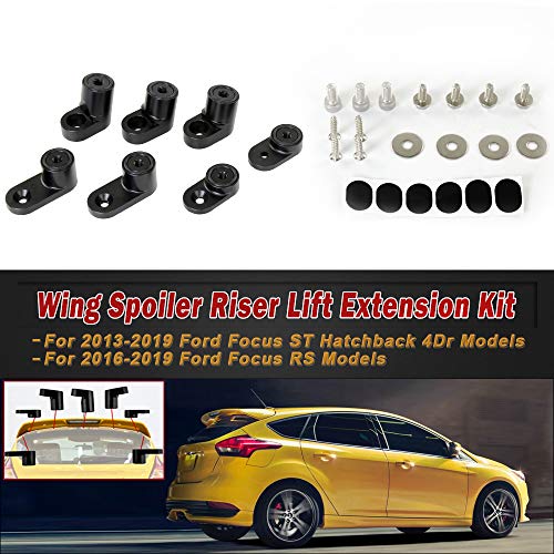 PQY Rear Wing Spoiler Riser Extender Kit Bolt-on Type Compatible with 2013+ Ford Focus ST 4Dr Hatchback 2014 2015 2016 2017 2018 Black - Image 5