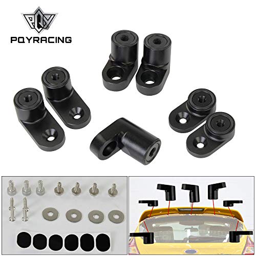 PQY Rear Wing Spoiler Riser Extender Kit Bolt-on Type Compatible with 2013+ Ford Focus ST 4Dr Hatchback 2014 2015 2016 2017 2018 Black - Image 4