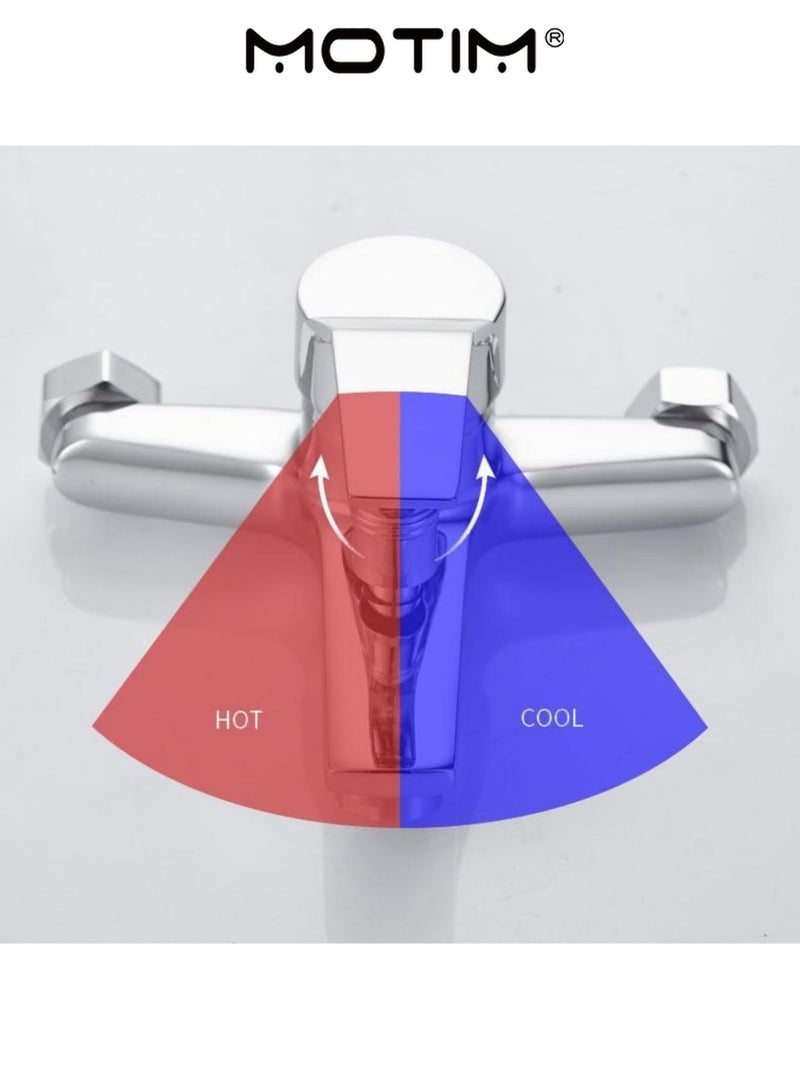 Motim Bath Mixer Set Bathtub Faucet with Handheld Shower & 1.5M Hose Stainless Steel Wall Mount Bathtub Faucet Single Handle Hot and Cold Water Bathtub Faucet - Image 4