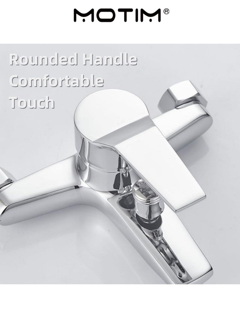 Motim Bath Mixer Set Bathtub Faucet with Handheld Shower & 1.5M Hose Stainless Steel Wall Mount Bathtub Faucet Single Handle Hot and Cold Water Bathtub Faucet - Image 5