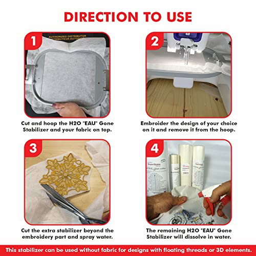 Superpunch Wash Away Stabilizer, SuperStable H2O "Eau" Gone White FSL 12 inch x 25 Yard Roll - Machine Embroidery Stabilizer Backing, Wash n Gone Wash Away for Free Standing Lace, Made in USA - Image 4