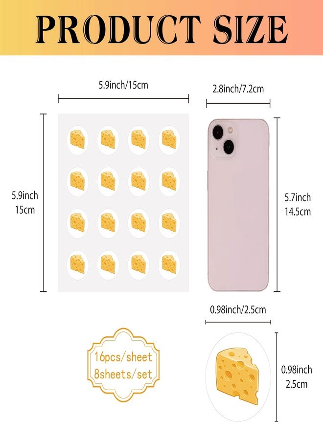 CREATCABIN 128Pcs Cheese Planner Stickers Dairy Food Helmet Sticker Decals Self-Adhesive Waterproof Sticker Round Dot Cartoon Decal Bulk Stickers for Scrapbooking Calendar Water Bottles Laptop 2.5cm - Image 2