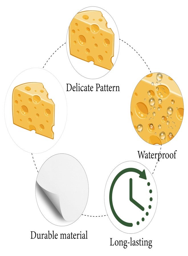 CREATCABIN 128Pcs Cheese Planner Stickers Dairy Food Helmet Sticker Decals Self-Adhesive Waterproof Sticker Round Dot Cartoon Decal Bulk Stickers for Scrapbooking Calendar Water Bottles Laptop 2.5cm - Image 3