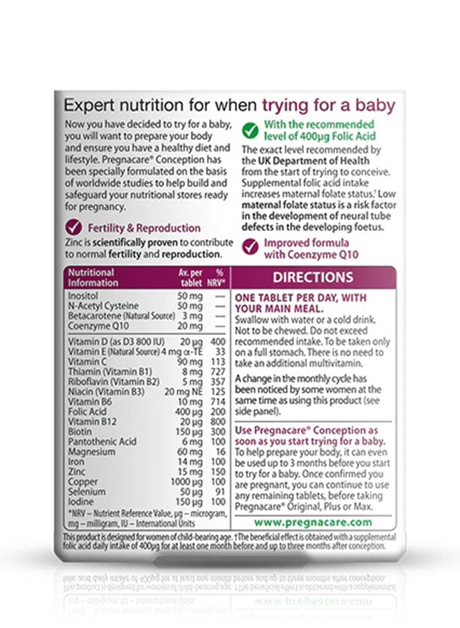 Vitabiotics Pregnacare Conception- 30 Tablets - Image 2