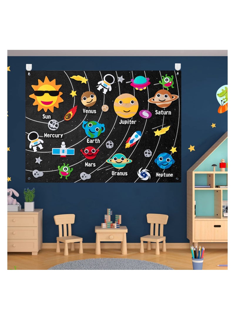 SYOSI 30Pcs Outer Space Felt Story Board Set Solar System Universe Storytelling Flannel Interactive Play Reusable Wall Hanging Gift for Boys Girls Without Letters - Image 5
