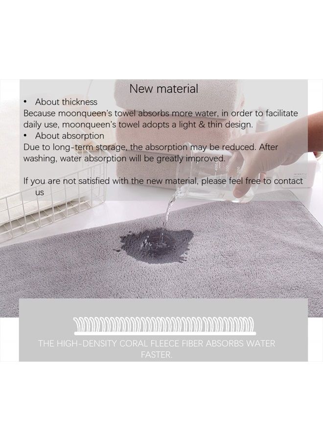 MOONQUEEN Ultra Soft Towel Set - Quick Drying - 2 Bath Towels 2 Hand Towels 2 Washcloths - Microfiber Coral Velvet Highly Absorbent Towel for Bath Fitness, Bathroom, Sports, Yoga, Travel-Grey 6 Pcs - Image 2