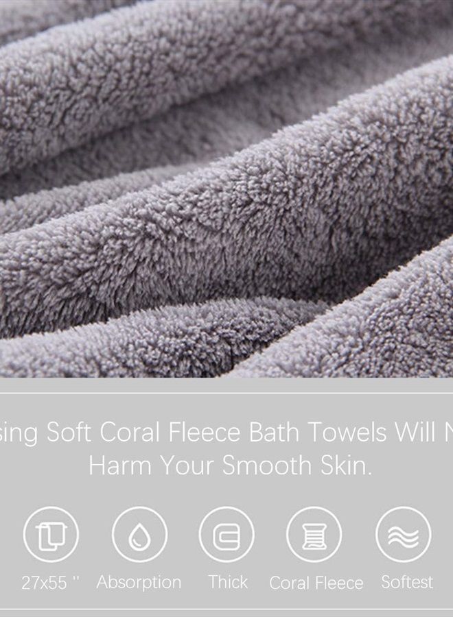 MOONQUEEN Ultra Soft Towel Set - Quick Drying - 2 Bath Towels 2 Hand Towels 2 Washcloths - Microfiber Coral Velvet Highly Absorbent Towel for Bath Fitness, Bathroom, Sports, Yoga, Travel-Grey 6 Pcs - Image 4