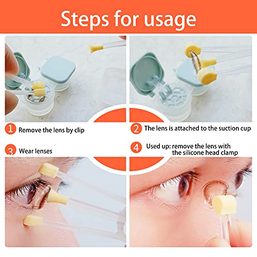 ofone Contact Lens Remover Tool for Soft Lenses, Contact Lens Applicator with Tweezers and Case, Portable Contacts Inserter and Removal for Traveling (Yellow) - Image 3