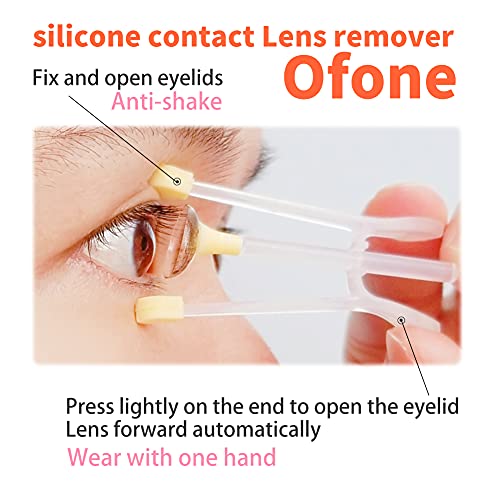ofone Contact Lens Remover Tool for Soft Lenses, Contact Lens Applicator with Tweezers and Case, Portable Contacts Inserter and Removal for Traveling (Yellow) - Image 2