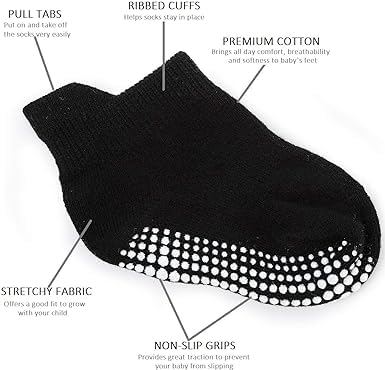 TERI BERI Baby Non Slip Grip Ankle Socks with Non Skid Soles for Infants Toddlers Kids Boys Girls - Pack of 6 and 12 (Assorted Colours) (1-2 Years, Boys Assorted 6 Pairs) - Image 2