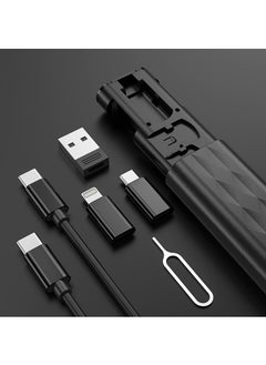 Necomi USB Charging Adapter Cable Kit,USB Charging Cable Storage Box Conversion Set USB A & Type-C to Male Micro/Type-C/Lightning, Data Transfer, Card Storage, Tray Eject Pin  - Image 1