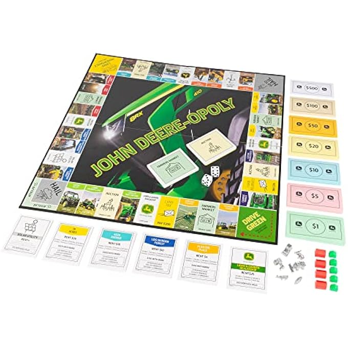 تومي John Deere Tomy -opoly - لمسة مزرعة ممتعة للعبة كلاسيكية على غرار Opoly - لعبة عائلية للأعمار من 8+ - Image 1