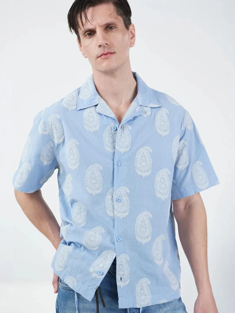 Giesto GIESTO Paisley Print Short Sleeve Shirt