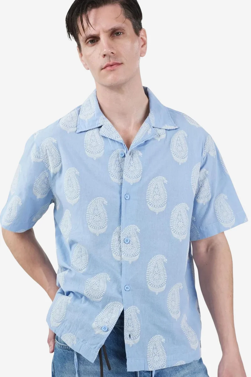 GIESTO Paisley Print Short Sleeve Shirt