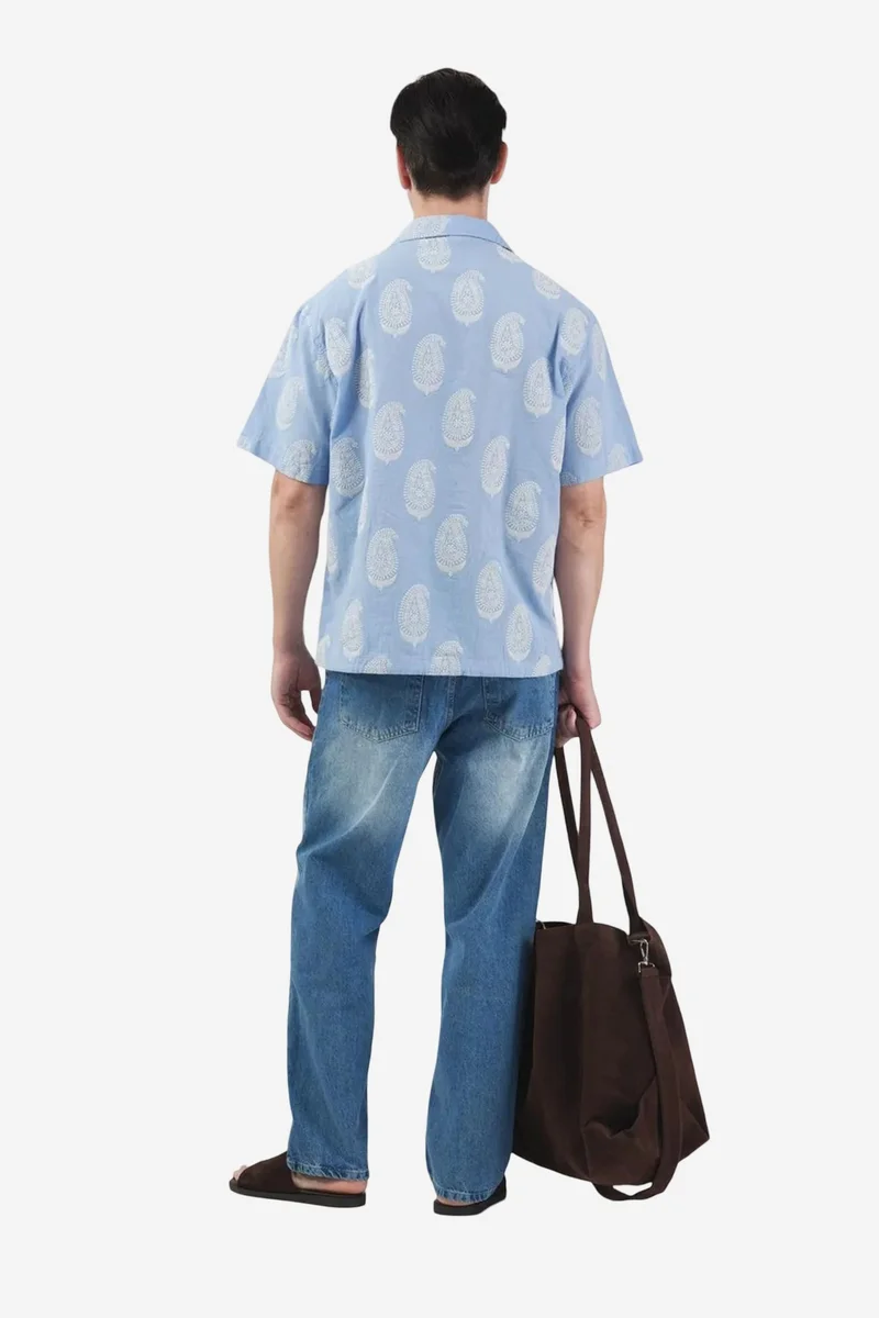 Giesto Maya Blue GIESTO Paisley Print Short Sleeve Shirt for Men | Best Price UAE