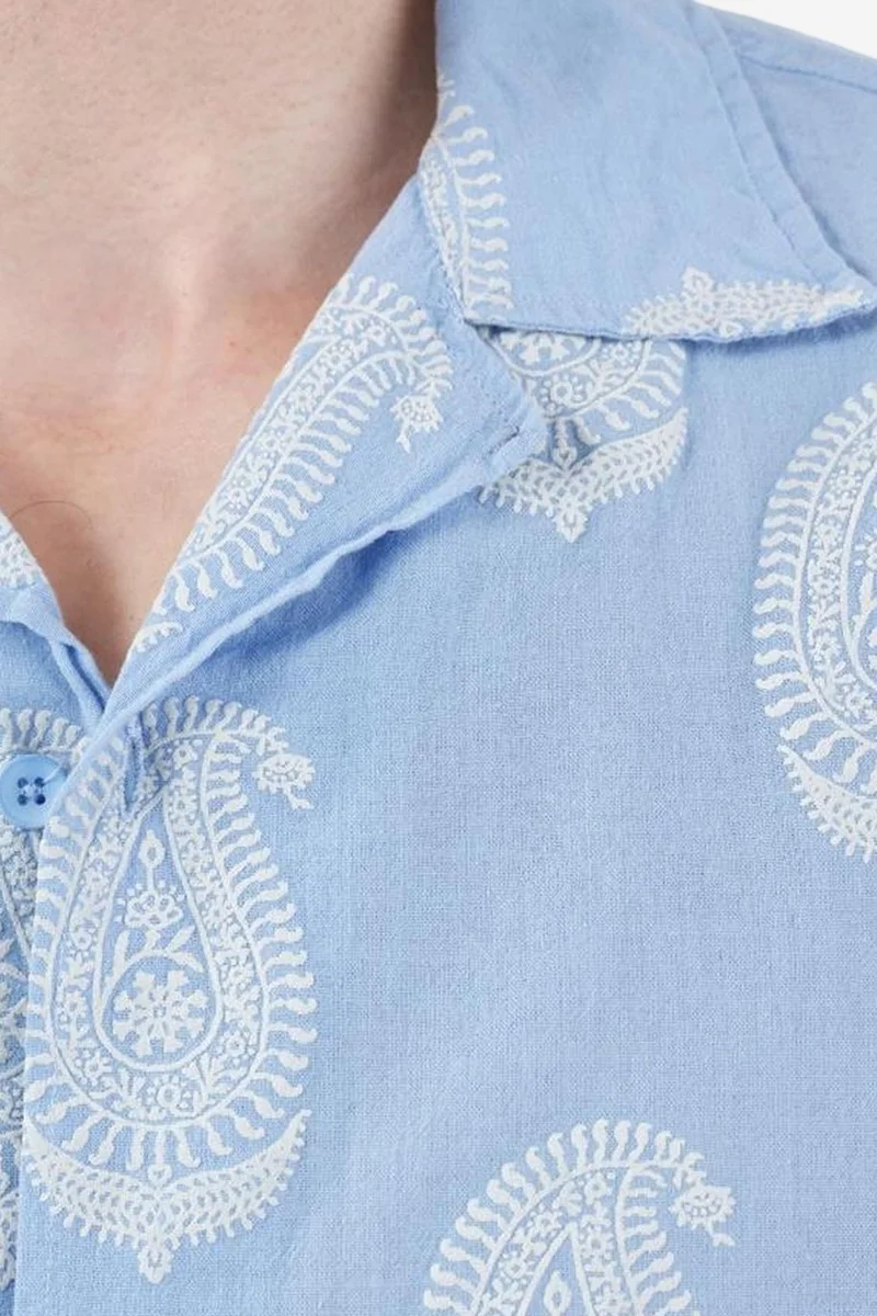 Giesto Maya Blue GIESTO Paisley Print Short Sleeve Shirt for Men | Best Price UAE