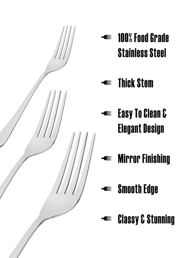 MARWALL 12 Piece Stainless Steel Desert Fork Set, Large Fork Set (Contains: 12 Desert Fork), Silver - Image 2
