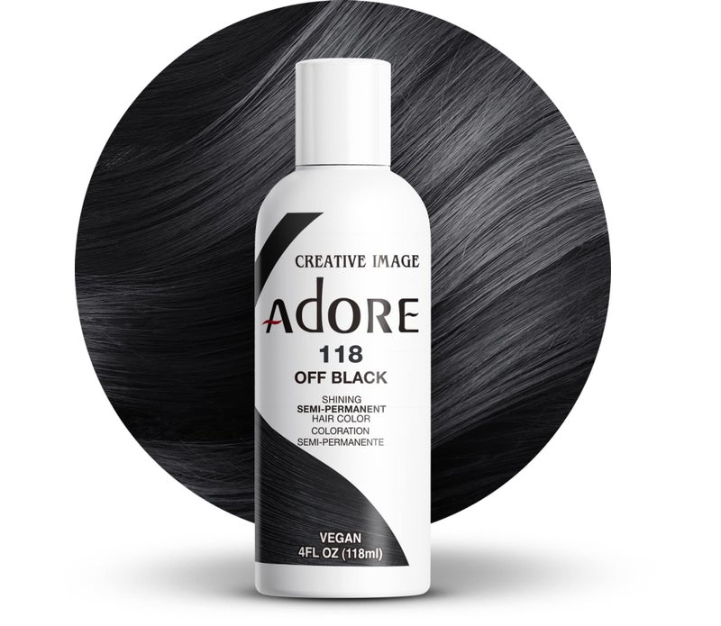 Adore Semi Permanent Hair Color (118 Off Black) | Vegan & Cruelty-Free Black Hair Dye | No Ammonia, No Peroxide, No Alcohol | 4 Fl Oz (Pack of 1) - Image 1