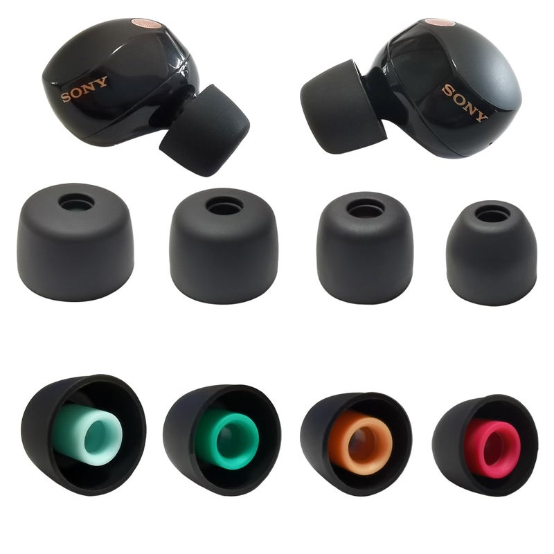 Luckvan Soft Silicone Ear Tips for Sony WF-1000XM5 Earbuds Replacement Tips for Sony WF-1000XM4 WF-1000XM3, 4 Pairs Black - Image 1