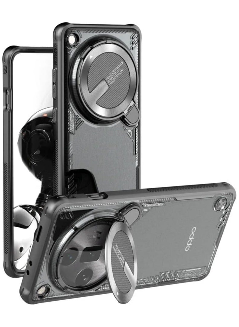 general Case Compatible with OPPO Find X7 Ultra, Transparent Clear Case Camera Lens Privacy Protection Folding Stand, Shockproof Protective Cover for OPPO Find X7 Ultra - Image 1