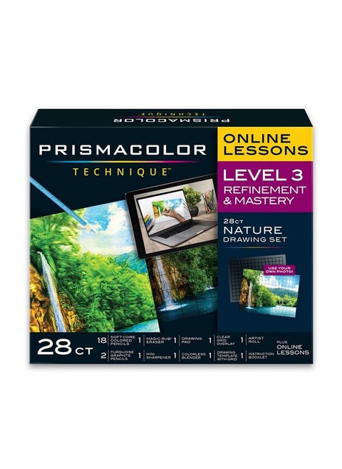 Technique Art Supplies And Digital Art Lessons Nature Drawing Set Level 3 Learn To Draw With Colored Pencils And More Includes Artist Roll Case Waterfall Landscape Drawing 28 Count