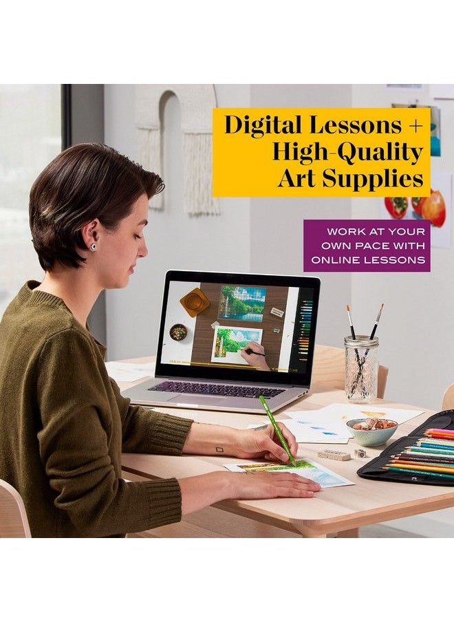 Prismacolor - Technique Art Supplies And Digital Art Lessons Nature Drawing Set Level 3 Learn To Draw With Colored Pencils And More Includes Artist Roll Case Waterfall Landscape Drawing 28 Count - Image 1