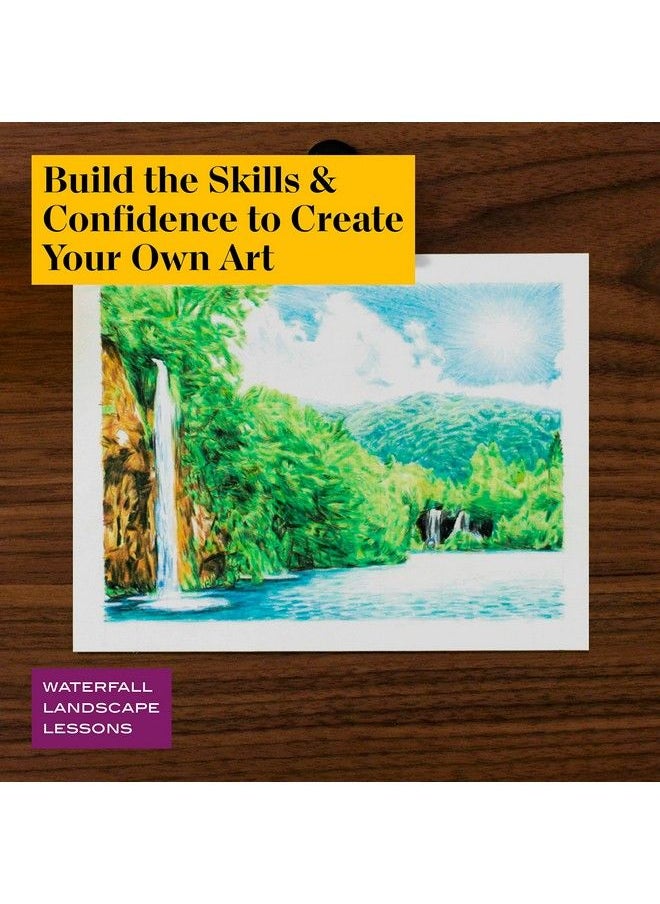 Prismacolor - Technique Art Supplies And Digital Art Lessons Nature Drawing Set Level 3 Learn To Draw With Colored Pencils And More Includes Artist Roll Case Waterfall Landscape Drawing 28 Count - Image 1
