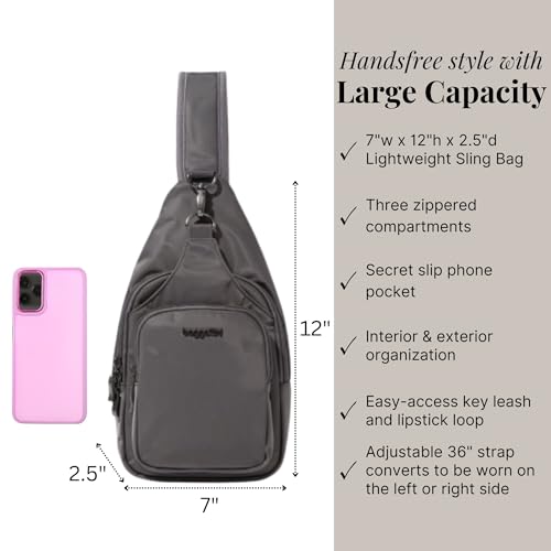 Baggallini Central Park Sling - Small 12x7 Sling Crossbody Bag for Women with Convertible Adjustable Shoulder Strap - Image 4