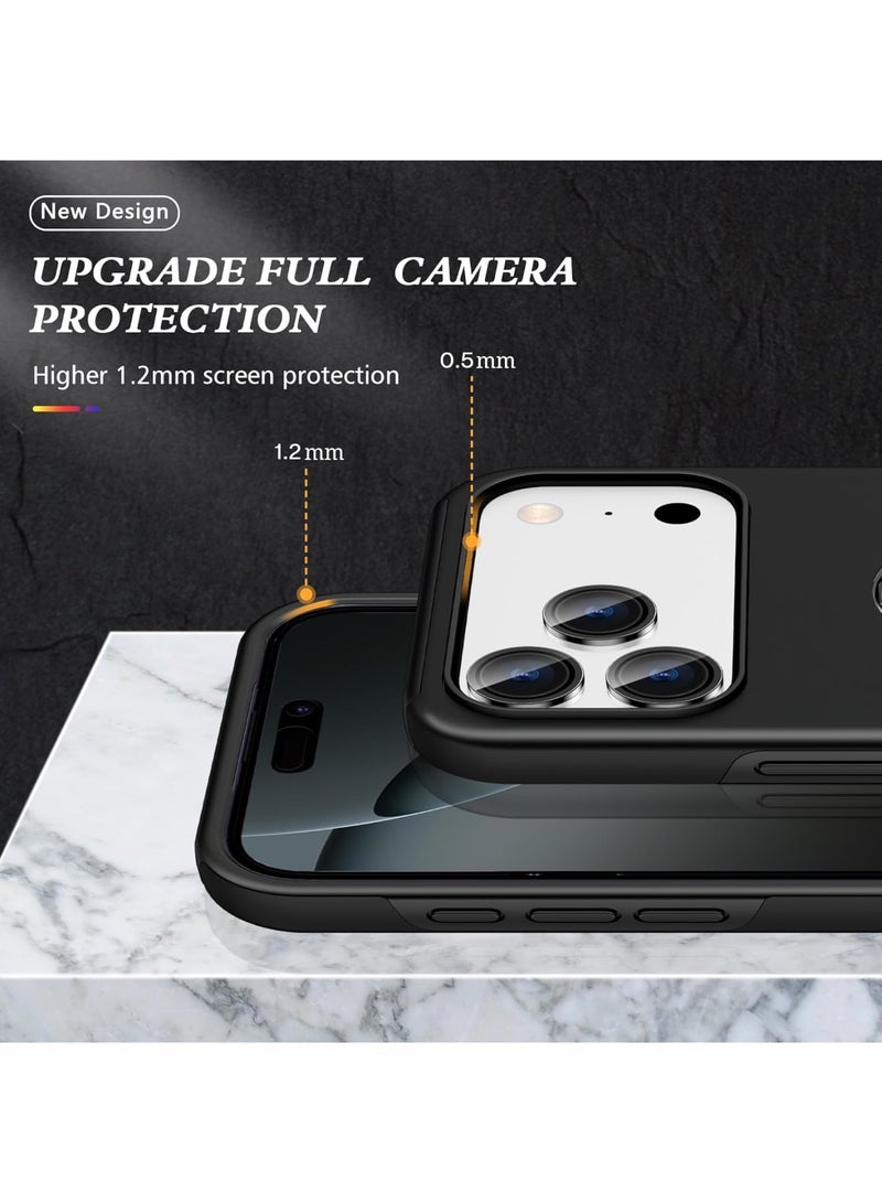 SYOSI iPhone 17 Pro Max Case, Slim Protective Cover with Metal Ring Stand, Compatible with Magnetic Car Mounts, Shockproof Silicone and PC Rugged Case, Minimalist Design for Women and Men, Black - Image 5