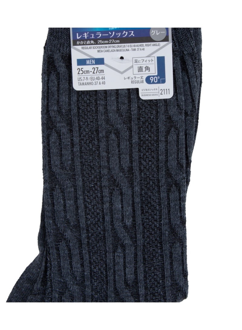 Daiso Men's Crew Socks, Grey Stripe, Comfortable Everyday, US 7-9 / EU 40-44 - Image 2