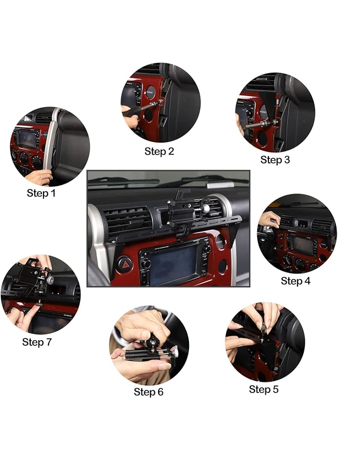 حامل هاتف متعدد الوظائف للسيارة مناسب لسيارة تويوتا Fj Cruiser 2007-2021، حامل هاتف محمول على لوحة القيادة وفتحة تهوية السيارة، حامل هاتف بدون استخدام اليدين، أسود - Image 5
