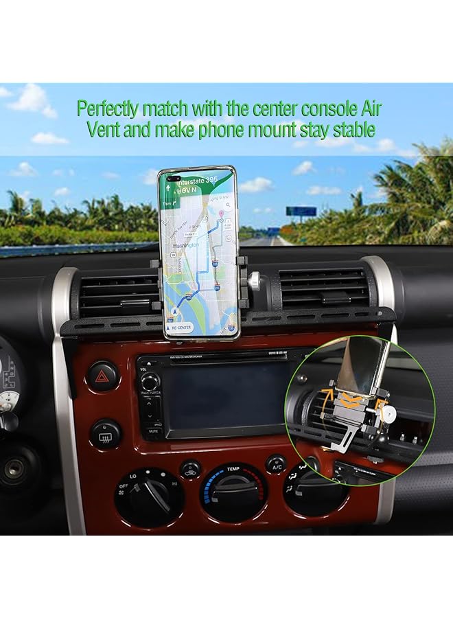 حامل هاتف متعدد الوظائف للسيارة مناسب لسيارة تويوتا Fj Cruiser 2007-2021، حامل هاتف محمول على لوحة القيادة وفتحة تهوية السيارة، حامل هاتف بدون استخدام اليدين، أسود - Image 2