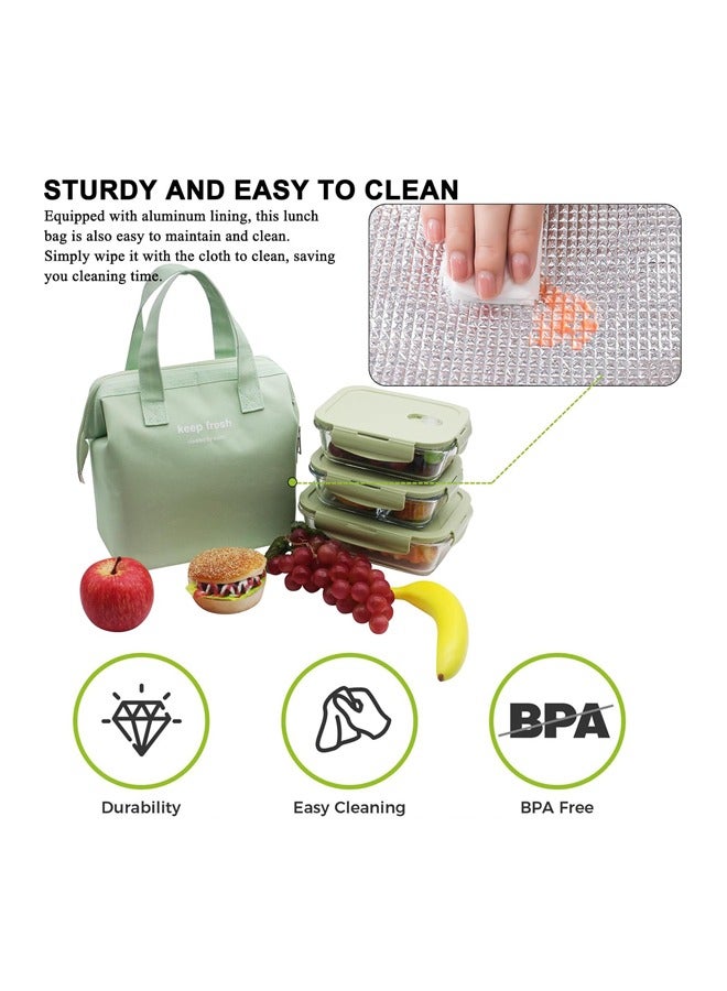 Lunch Bag, Large Capacity Reusable Insulated Lunch Container For Work/Office/Picnic/Travel. (Light Green)  - Image 2