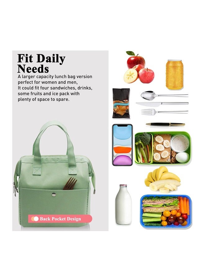 Lunch Bag, Large Capacity Reusable Insulated Lunch Container For Work/Office/Picnic/Travel. (Light Green)  - Image 5