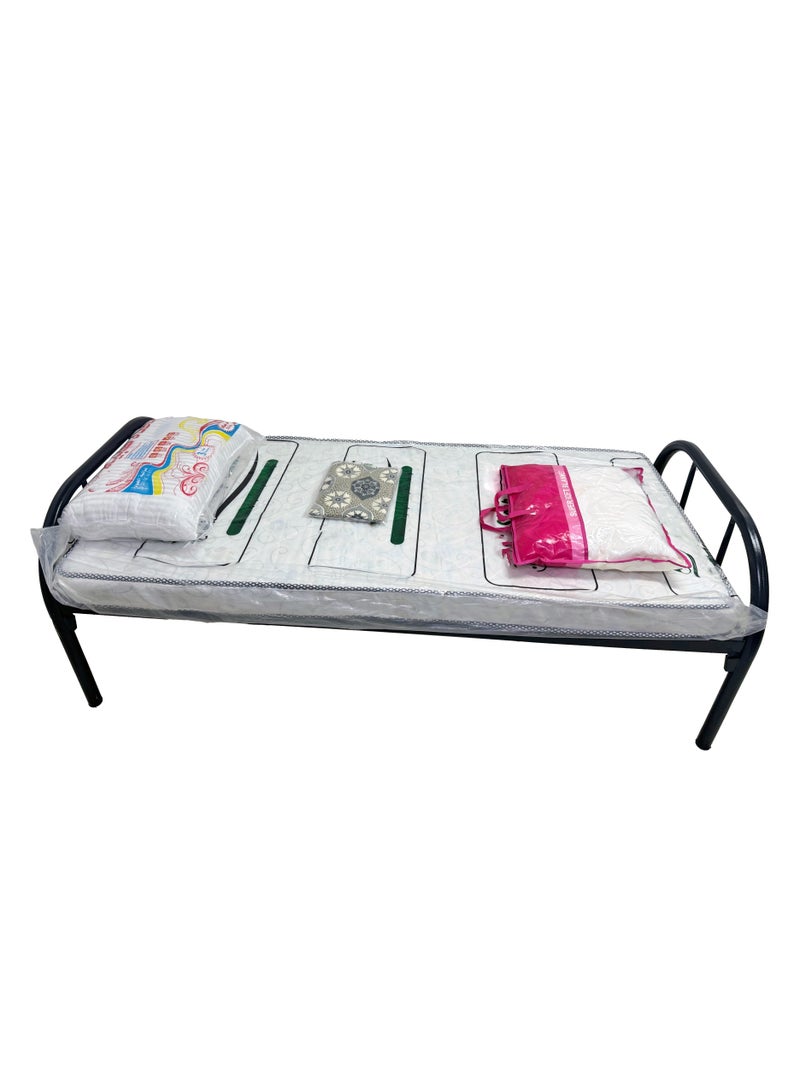 بكج سرير حديد نفر مقاس 190*90 سم مع مرتبة نفر 190*90*10 سم مع غطاء مرتبة 190*90 سم مع مخدة مقاس 65*35 وبطانية 1 كيلو - Image 1