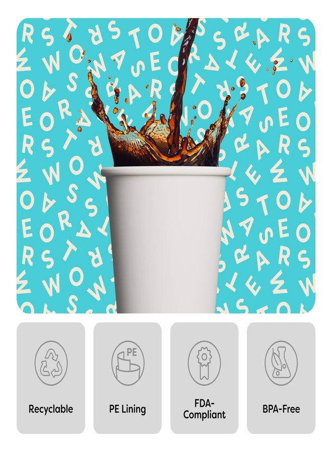 Tossware GO 12oz Hot Cups - Set of 100, premium quality food safe coffee cups, FDA-compliant recyclable paper cups, single wall cups for hot and cold drinks, disposable 12oz white party cups - Image 2