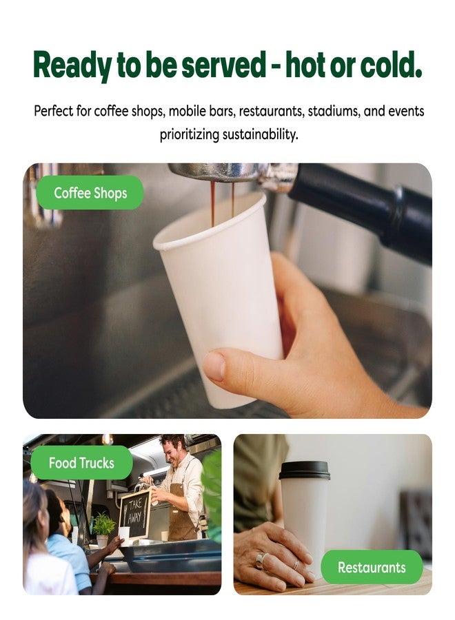 Tossware GO 12oz Hot Cups - Set of 100, premium quality food safe coffee cups, FDA-compliant recyclable paper cups, single wall cups for hot and cold drinks, disposable 12oz white party cups - Image 4