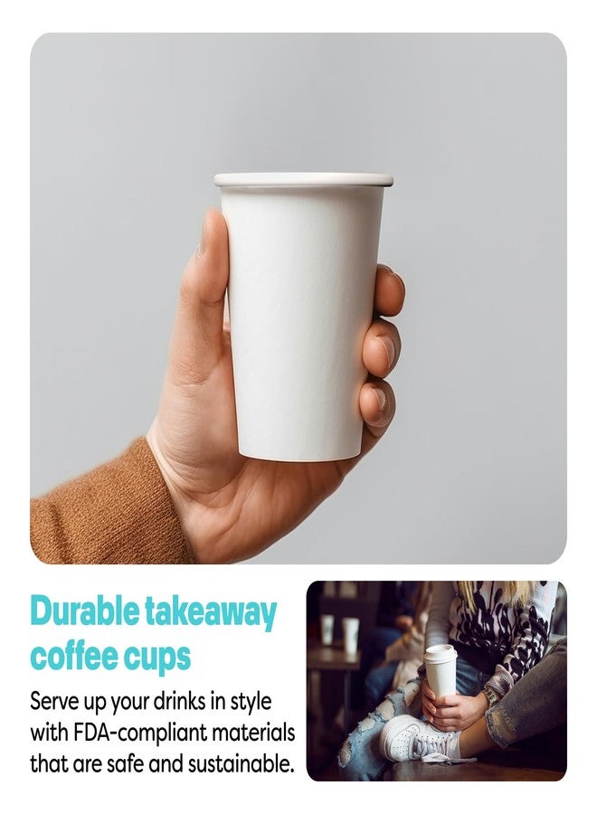 Tossware GO 12oz Hot Cups - Set of 100, premium quality food safe coffee cups, FDA-compliant recyclable paper cups, single wall cups for hot and cold drinks, disposable 12oz white party cups - Image 5