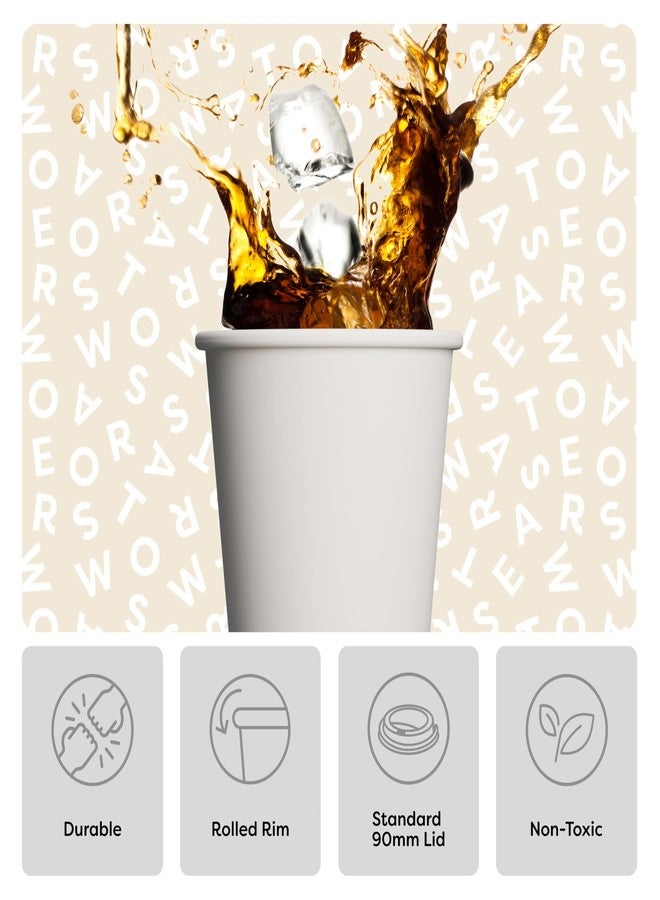 Tossware GO 12oz Hot Cups - Set of 100, premium quality food safe coffee cups, FDA-compliant recyclable paper cups, single wall cups for hot and cold drinks, disposable 12oz white party cups - Image 3