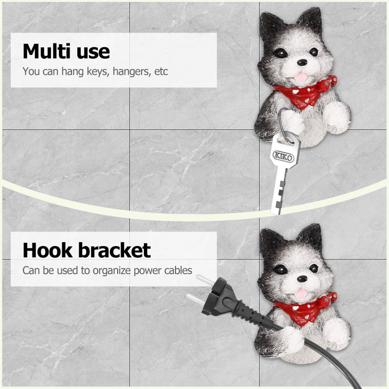 Dog Shaped Power Plug Holder Wall Hanger Resin Cord Organizer Adhesive Hook Gray - Image 5